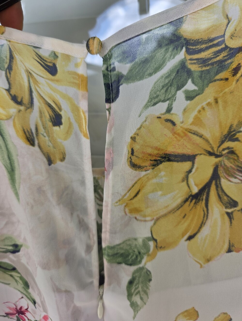 Jessica Howard Floral Midi Dress Sz 12 Pink Yellow Flutter Sleeve Belted Chiffon - Picture 10 of 11